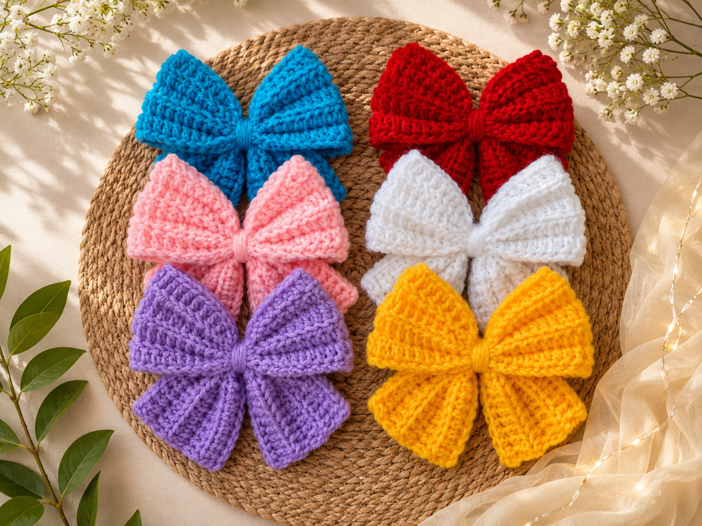 Crochet Hair Bow Clips